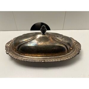 Vintage Sheridan Silverplate Oval Covered Butter Dish